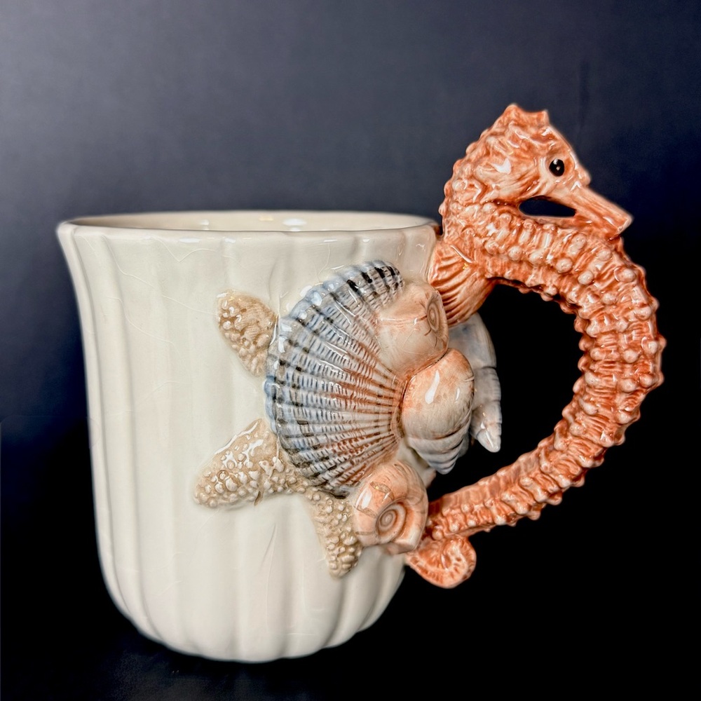 Vintage 1991 Fitz & Floyd Seahorse Giftware Mug/cup. Beach House. Earthware Rare